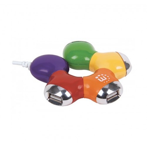 CONCENTRADOR HUB MANHATTAN USB V2.0 4 PTOS "FLOR MULTICOLOR" 161053
