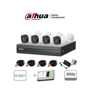 DAHUA COOPER XVR1B04KITHDD - Kit 4 canales 2 Megapixeles/ 4 Camaras B1A21 1080p/ DVR De 4 canales H.265+ 1080p Lite/ Disco duro