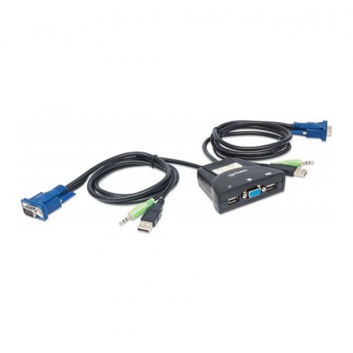 MUX KVM MINI USB 2:1 MANHATTAN CON CABLES + AUDIO 151245