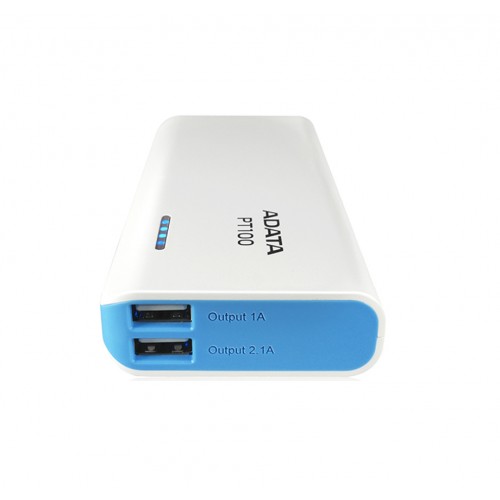 CARGADOR PORTATIL ADATA PT100 BLANCO / AZUL (APT100-10000M-5V-CWHBL)