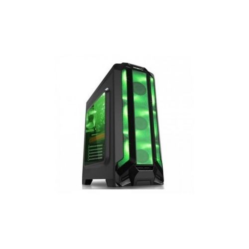 GABINETE EAGLE WARRIOR GAMING ROBOTQ VERDE PANEL ACRILICO 3 VENT FRON