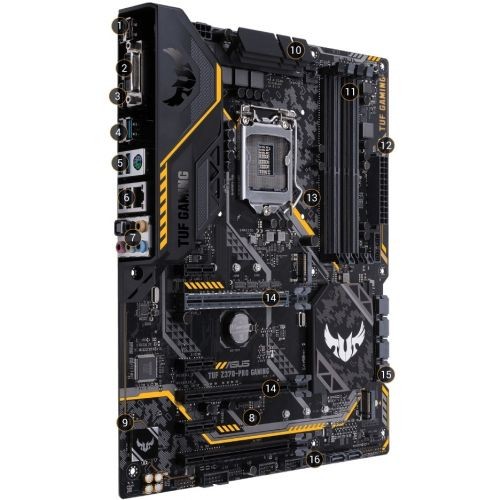 MOTHERBOARD ASUS TUF Z370-PRO GAMING LGA1151 8va GENERACION 4xDIMM DDR4 2133 MAX 64GB 1xHDMI 1xDVI-D ATX SOPORTA WINDOWS 10 64-